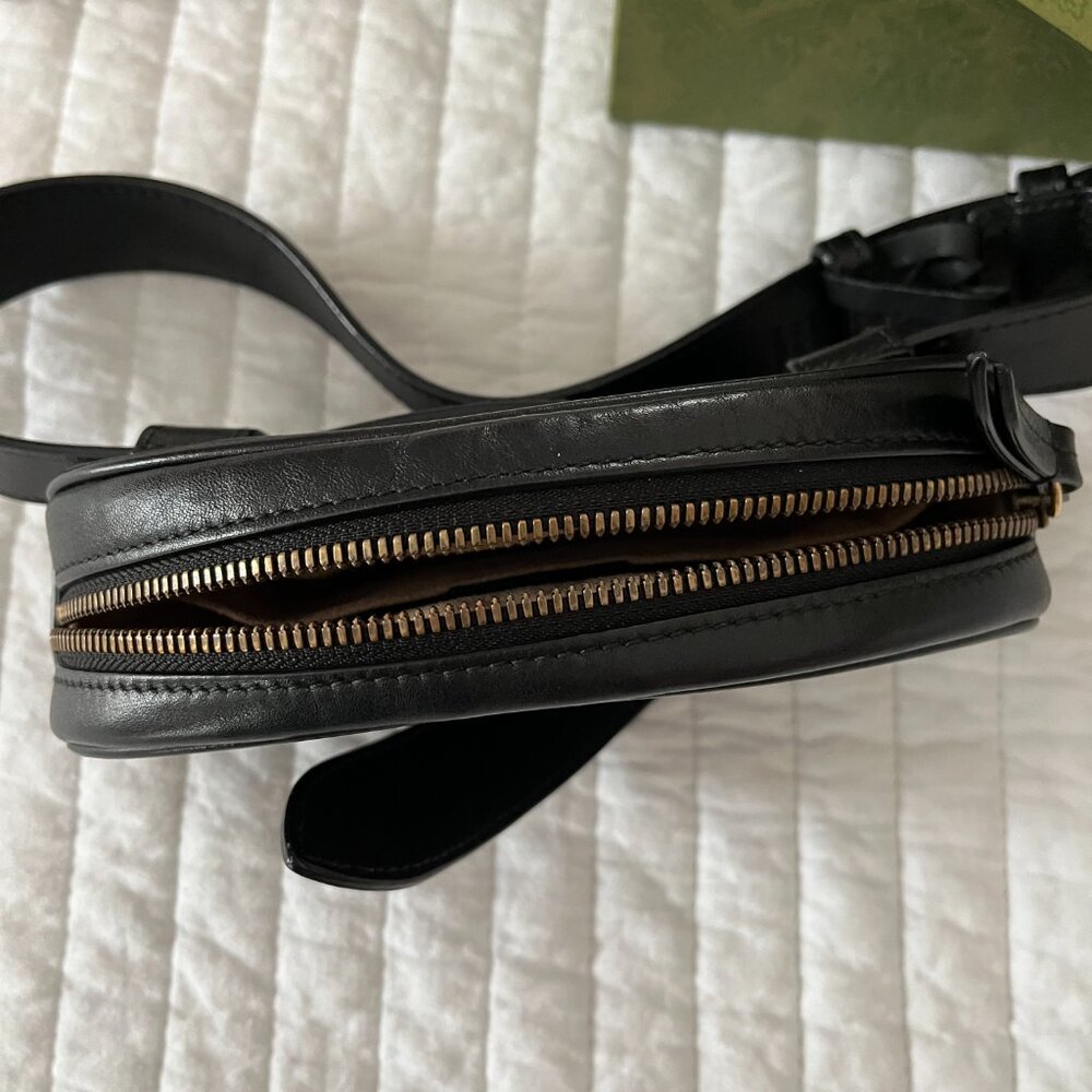 Gucci GG Marmont Belt Bag Black Matelasse' Chevron Leather - Picture 8 of 9